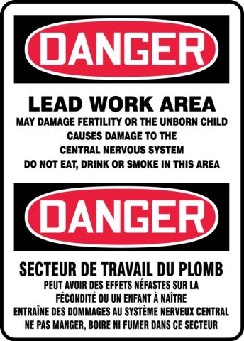 Bilingual 20 Inches x 14 Inches 040 Alum ESD26AC National Marker Peligrocancer Sign Lead Work Area 