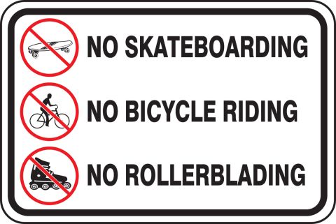 No Skateboarding No Bicycles No Ball Games Sign