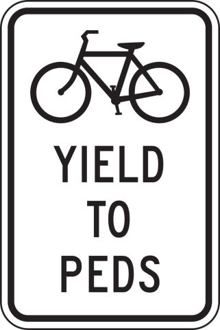 Bikes Yield To Peds - Pedestrian Crossing Sign, SKU: K-4221