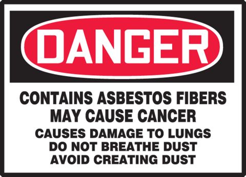 Asbestos Fibers ANSI LABEL DECAL STICKER Avoid Breathing Dust Caution OSHA