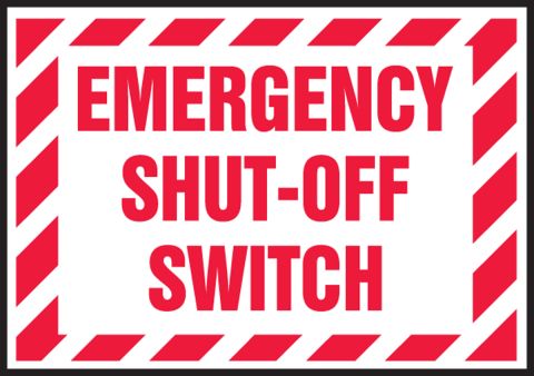 Emergency Shut-Off Switch Hazard Safety Novelty Notice Alert Aluminum Metal Sign 