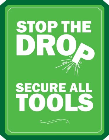 Hard Hat Stickers: Stop The Drop - Secure All Tools