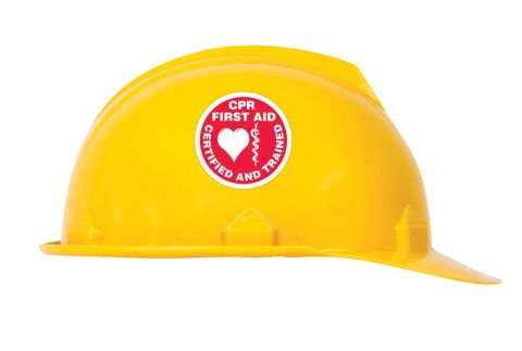 Safety CPR First Aid Rescue EMT AED Trained Hard Hat Decal Helmet Sticker 