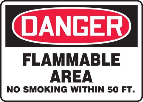 Danger Flammable Area No Smoking Within 50 Ft Hazard Sign LABEL DECAL STICKER 