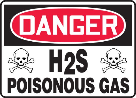 W/Picto Brady 15298 Aluminum 10 X 14 Danger Sign Legend H2S Poisonous Gas 