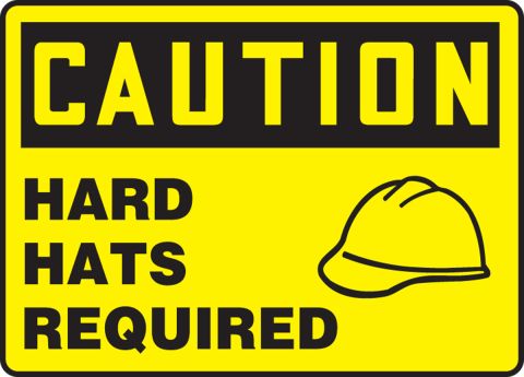 LegendDanger Construction Area Hard Hats and Safety Glasses Required Red/Black on White 10 Length x 14 Width x 0.004 Thickness Accuform MPPE140VS Adhesive Vinyl Sign 