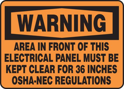 NS Caution Area In Front Of This Electrical Panel Must Be Kept OSHA Safety Sign