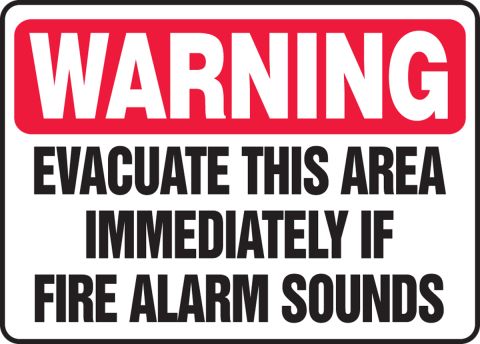 Sign 10" x 14" OSHA Safety Sign If Fire Alarm Sounds Call Fire Dept 