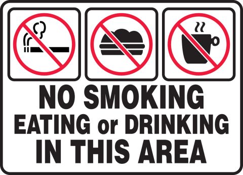 200X160MM NO SMOKING EATING OR DRINKING WITHIN THIS AREA STICKER 