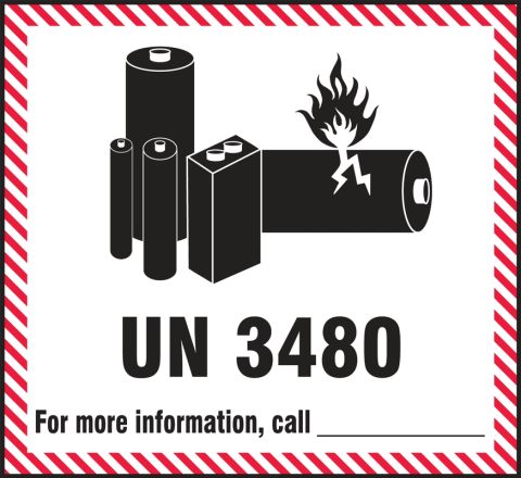 Hazardous Material Shipping Labels: UN 3480 - For More Call _ (MPC233)