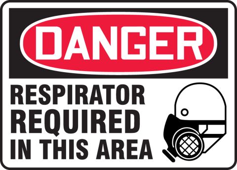 7 x 10 Inches Aluminum MPPE438VA AccuformCaution Respirators Required in This Area Safety Sign 