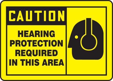 Fiberglass 10 x 14 National Marker C393EB Hearing Protection Must Be Worn In This Area Caution Sign 