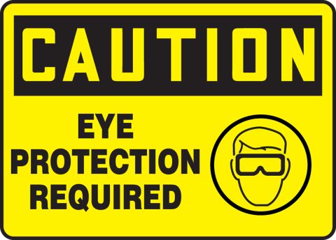 Aluminum Metal 6 Pack Eye Protection Required Yellow Sign Caution 12x18
