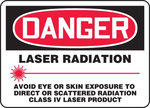 10x14 OSHA Sign Danger Sign Laser Radiation Avoid Eye Exposure w/Graphic 