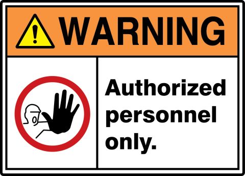To be used by trained and authorised personnel only sign Sticker 200x150mm 