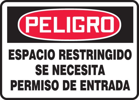 Accuform SBMCSP133VA Aluminum Spanish Bilingual Sign Red/Black on White 10 Length x 7 Width LegendDANGER CONFINED SPACE ENTER BY PERMIT ONLY/PELIGRO ESPACIO CERRADO ENTRADA SOLO CON PERMISO 