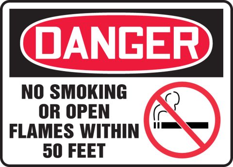 OSHA Safety Sign NS Signs Danger Flammable Area No Smoking Within 50 Ft 