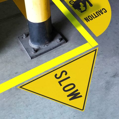 Slip-Gard™ Floor Sign Pairs: SLOW, Black/Yellow (PSR440)