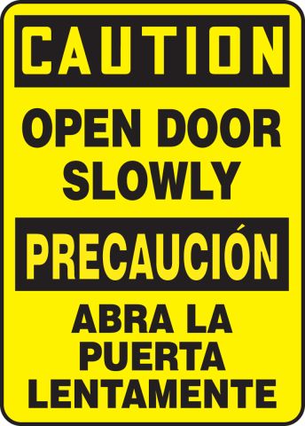 Door Swings out Fire Exit 2 of Safety Label: Open Door Slowly Electrical Room 