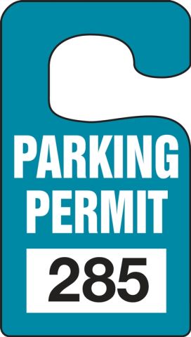 Vertical Hanging Tag: Parking Permit (With Unique Number) (TNT248BUB)