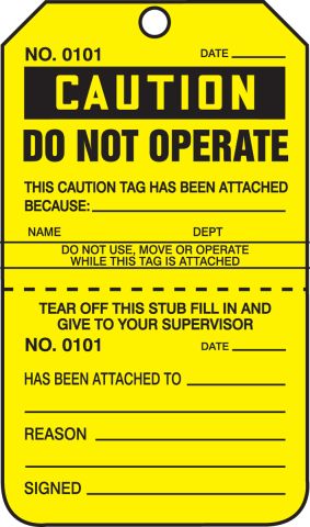 Calibration Required Do Not Use - Perforated Safety Tag TPP202