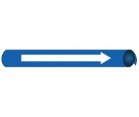 DIRECTION ARROW WHITE/BLUE PRECOILED/STRAP-ON PIPE MARKER