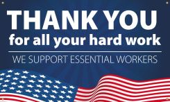 THANK YOU ESSENTIAL WORKERS, PATRIOTIC BANNER