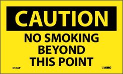 NO SMOKING BEYOND THIS THIS POINT LABEL
