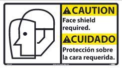 CAUTION FACE SHIELD REQUIRED SIGN - BILINGUAL