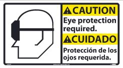 CAUTION EYE PROTECTION REQUIRED SIGN - BILINGUAL