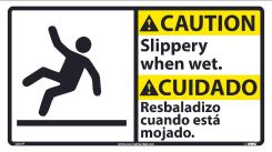 CAUTION SLIPPERY WHEN WET SIGN - BILINGUAL