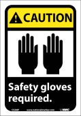 CAUTION SAFETY GLOVES REQUIRED SIGN