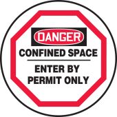 OSHA Danger Manhole Cover Sign: Confined Space - Enter By Permit Only