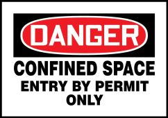 OSHA Danger Magnetic Safety Sign: Confined Space - Entry By Permit Only