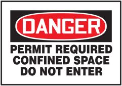 OSHA Danger Magnetic Safety Sign: Permit Required - Confined Space - Do Not Enter
