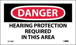 DANGER HEARING PROTECTION REQUIRED IN THIS AREA LABEL