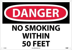 LARGE FORMAT DANGER NO SMOKING WITHIN 50 FEET SIGN