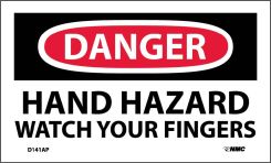 DANGER HAND HAZARD WATCH YOUR FINGERS LABEL