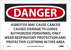 DANGER ASBESTOS MAY CAUSE CANCER SIGN