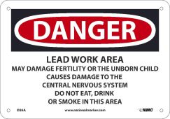 DANGER LEAD WORK AREA SIGN