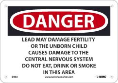 DANGER LEAD WORK AREA SIGN