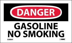 DANGER GASOLINE NO SMOKING LABEL