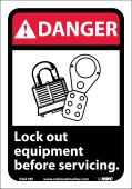DANGER LOCK OUT EQUIPMENT BEFORE SERVICING SIGN