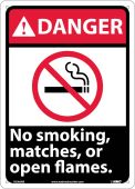 DANGER NO SMOKING MATCHES OR OPEN FLAMES SIGN