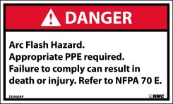 DANGER ARC FLASH AND SHOCK HAZARD LABEL