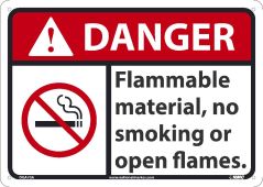 DANGER, FLAMMABLE MATERIAL NO SMOKING OR OPEN FLAMES