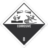 CORROSIVE 8 GRAPHIC DOT PLACARD LABEL