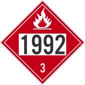 1992 3 FLAMMABLE DOT PLACARD SIGN