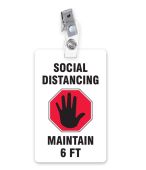 ID Badge: Social Distancing Maintain 6 FT