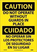CAUTION DO NOT OPERATE WITHOUT GUARDS SIGN - BILINGUAL